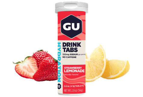 GU NUTRITION, HYDRATION DRINK TABS, STRAWBERRY LEMONADE, 12-TAB TUBE